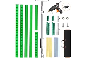 TUOSHUNGE DBG02 Paintless Dent Removal Kit - T-bar Slid Hammer Dent Puller Set and Hot Glue Gun, Hot Glue Sticks, Wire Tool Clutch, Auto Body Repair Tool Kit for Refrigerator Dent Removal
