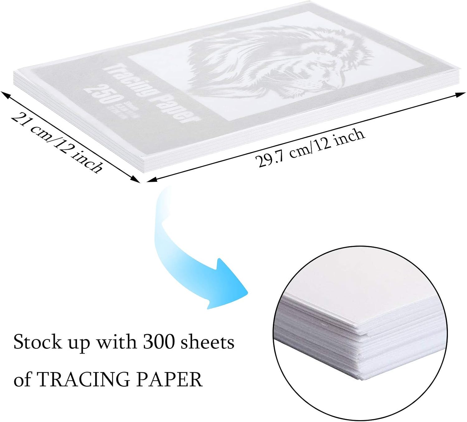 250 Sheets Artist Tracing Paper 8.3 x 11.7 Inch A4 Size Tracing Paper Translucent Painting Paper Flexible Sketching Tracing Paper for Pencil Marker Ink DIY Crafts Painting Works