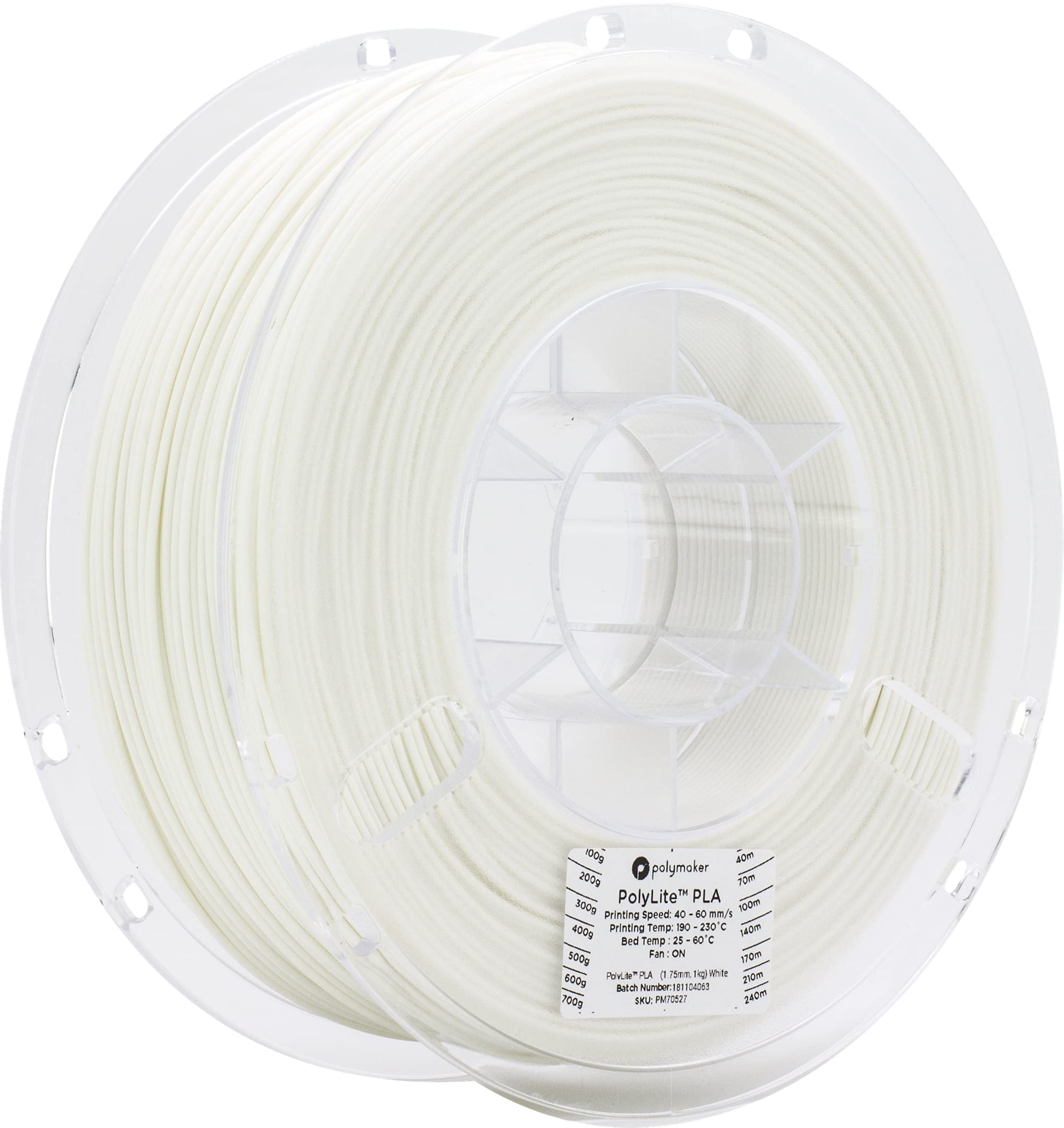Polymaker 70527 Filament PLA 1.75mm 1kg white PolyLite 1St.