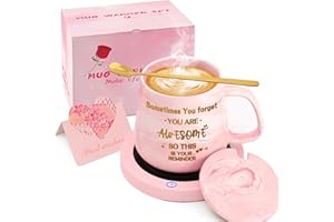 WAIPFARU Coffee Mug Warmer & You are Awesome Mug Set, Coffee Gifts Set for Women Christmas, Coffee Warmer for Desk Auto Shut Off, Coffee Cup Warmer, Office Gifts for Women for Christmas