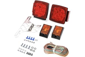CZC AUTO 12V LED Submersible Trailer Tail Light Kit for Under 80 Inch Boat Trailer Marine with 18G Pure Copper Wiring Harness