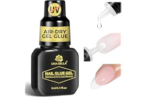 UNA GELLA Super Strong Gel Nail Glue for Press Ons: No U V Lamp Needed Glue Gel, Travel-Size 5ml Nail Adhesive for Press on Nails, Nail Tips&Acrylic Nails-Quick Dry, No Smell, Long-Lasting