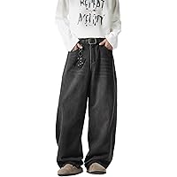 Baggy Hip Hop Jeans for Men Wide Leg Skater Denim Pants Casual Loose Fit Long Trousers