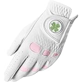 GKandi Golf Gloves Women with Ball Marker 1 Pack | Left or Right Hand Options Available, Stylish Design Soft Comfortable Fit, Durable Leather Palm Extra Grip for Ladies