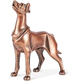 CMJO Doberman Dog Statue, Antique Bronze Resin Figurine Decor for Home Desk | Alert posture with proud chest, loyal guard character, noble collectible art piece for office, cabinet, mantel