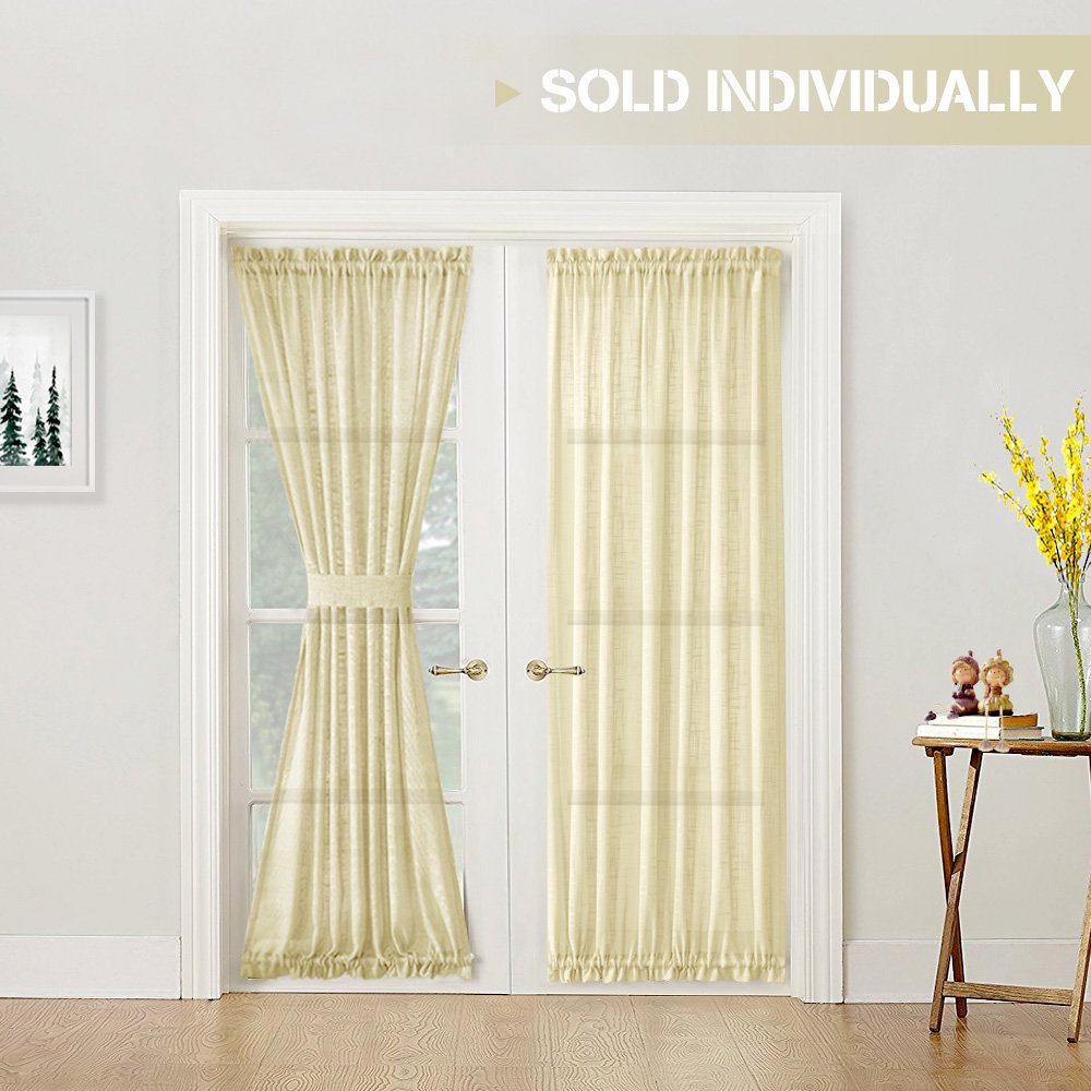 52 by 40 Inch Long jinchan Privacy French Door Curtains Linen Textured