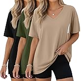 Sweetyweee 3 Pack Women's Oversize Nursing Shirts for Breastfeeding with Hidden Zippers Loose Fit Short Sleeve Maternity Tops