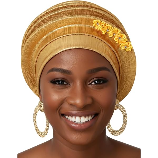 6547 Metallic Gold Stamping Spiral Beret Turban Hat Female Head Wraps BLACK AND GOLD REVERSIBLE TURBAN - Shapoh main image 4