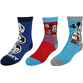 Disney Boy's Disney Mickey Mouse Crew Socks (3 Pair Pack), Medium, Blue