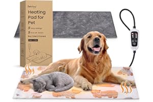 Bearhug Dog Heating Pad, Pet Heating Pad 35"×24"[Two Replaceable Cover] Adjustable Temperature Heated Cat Bed with Steel-Wrapped Cord, Waterproof and Chew-Resistant for Dogs Cats Large Animals