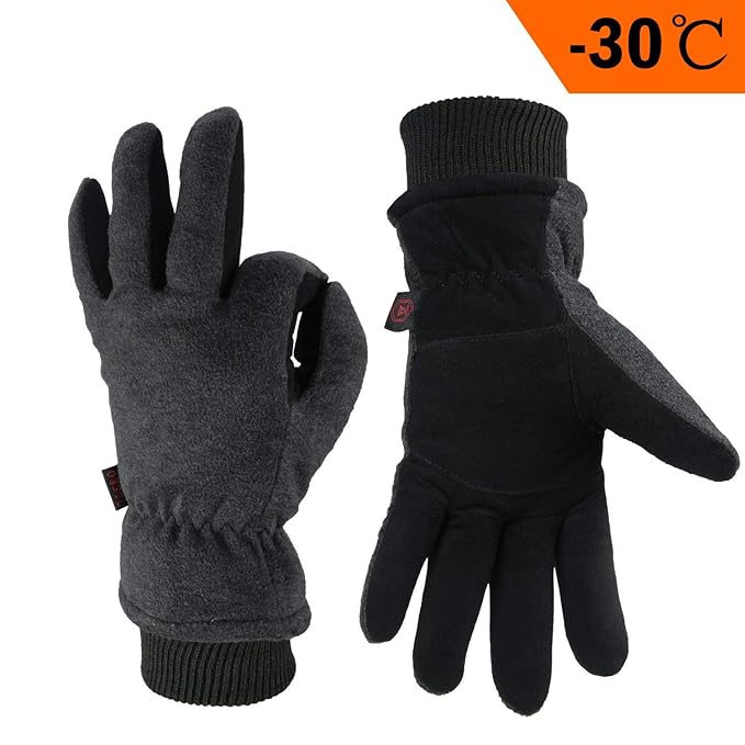 OZERO Winter Lederhandschuhe,Thermo-Handschuhe für Herren und Damen,1 Paar