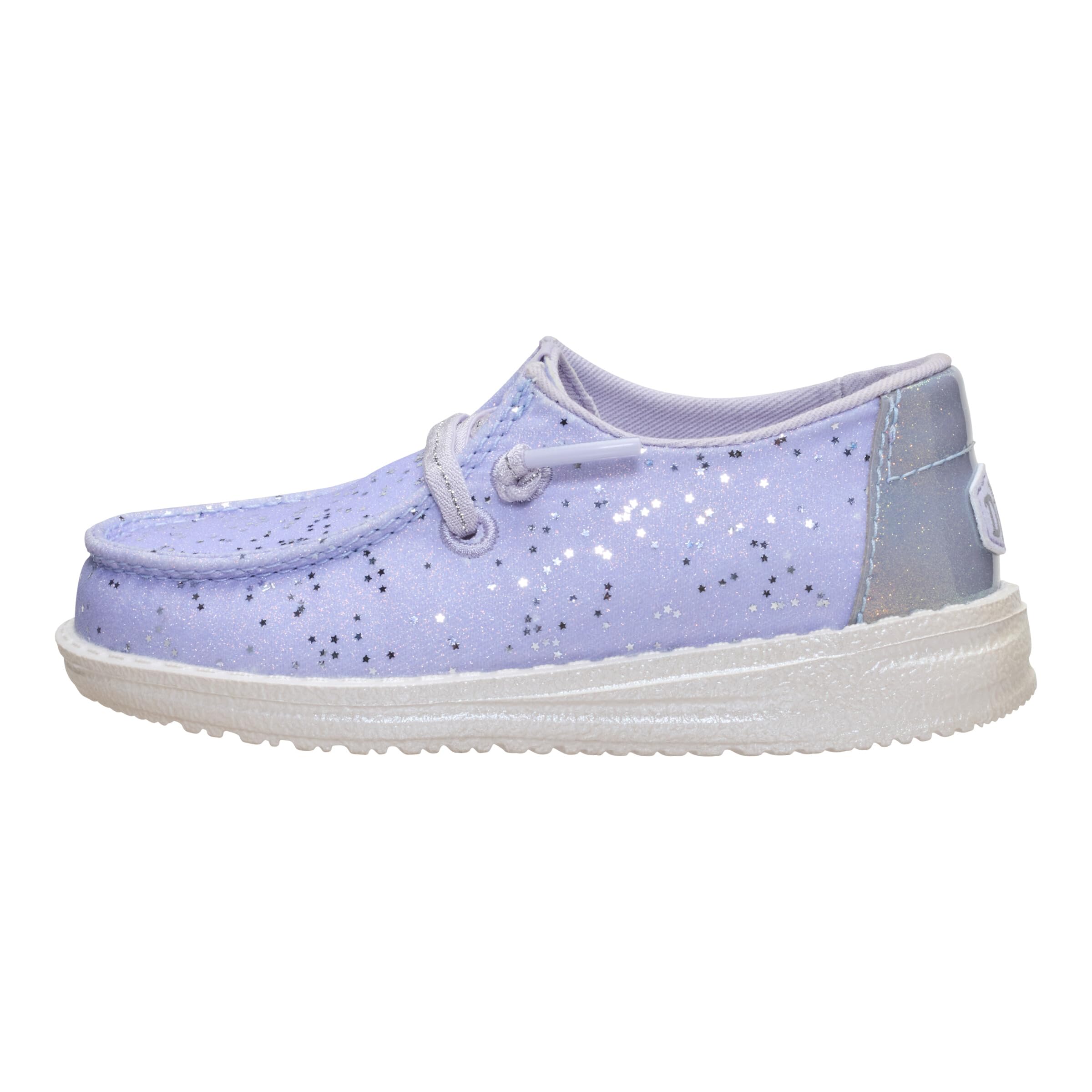 HEYDUDE Girl's Toddler Wendy Sparkle Surprise, Sparkle Purple Size 7 | Slip On Shoe with Elastic Laces Image