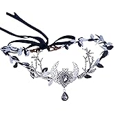MOSTORY Handmade Silver Moon Crown - Fairy Headpiece Woodland Elf Circlet Dark Forest Tiara for Witch Women s Renaissance Faire Halloween Cosplay