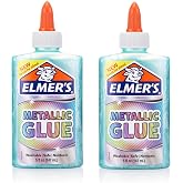 Elmer's Metallic Liquid Glue, Teal, 10 oz, Washable Craft Glue for Slime Making, Art Projects and School Crafts, Shimmery Finish
