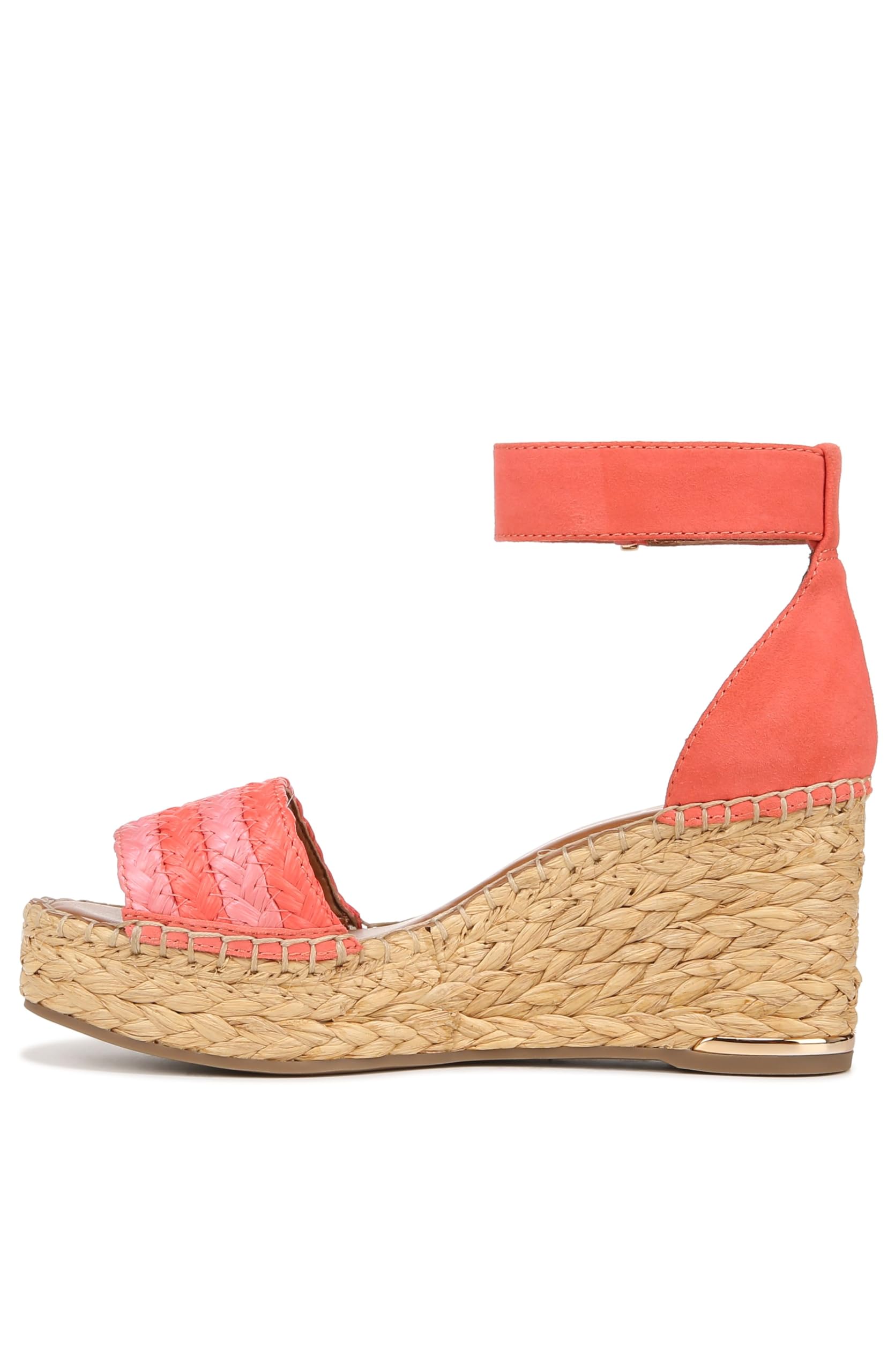 Franco Sarto Womens Clemens Raffia Espadrille Wedge Sandals Peach Orange Woven 5M