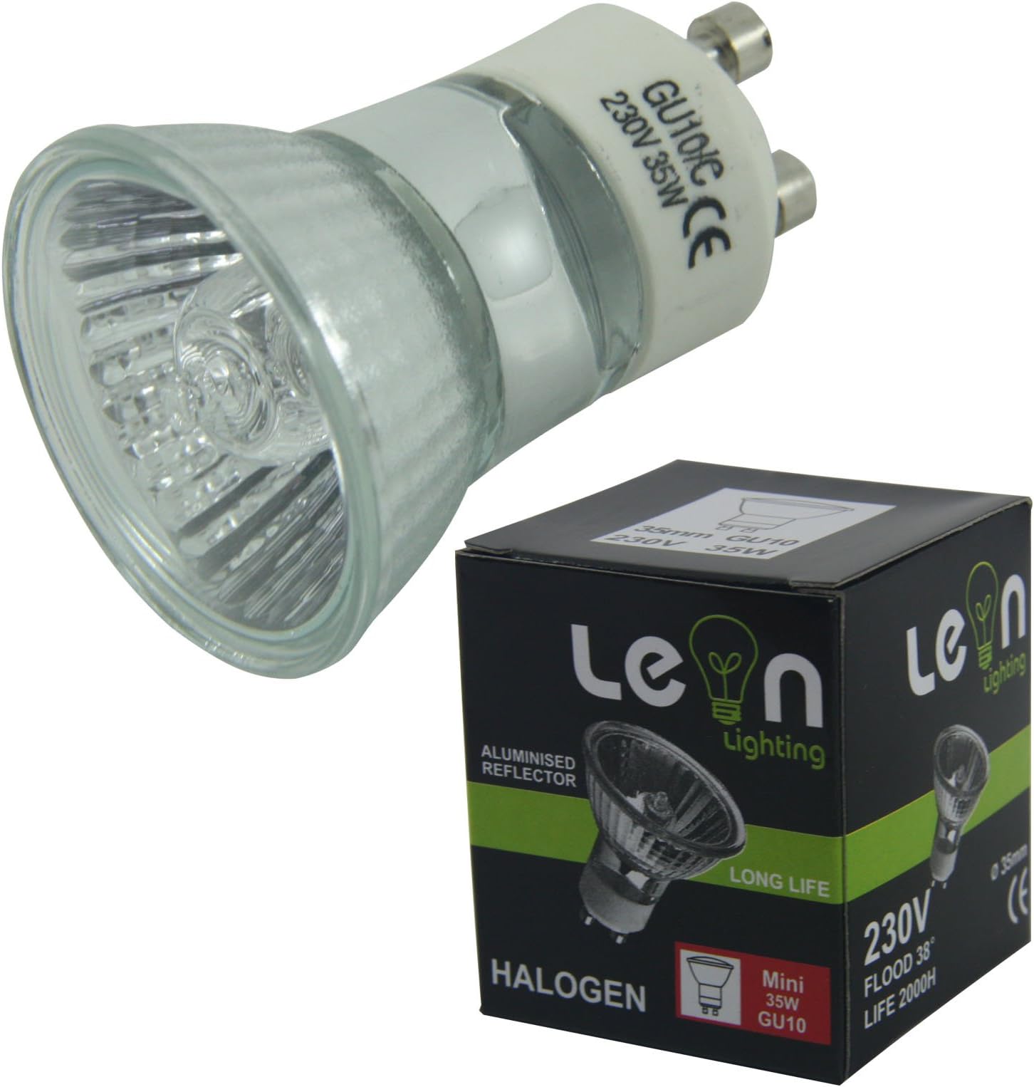 8 x GU10 Mini halogen lamps lightbulbs 35mm Diameter 35w 240v Mini halogen downlights