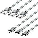 Rankie Micro USB Cable High Speed Data and Charging, Nylon Braided, 3-Pack 3FT