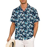 Century Star Mens Floral Hawaiian Shirts-Short Sleeve Button Down Casual Summer Tropical Beach Shirt