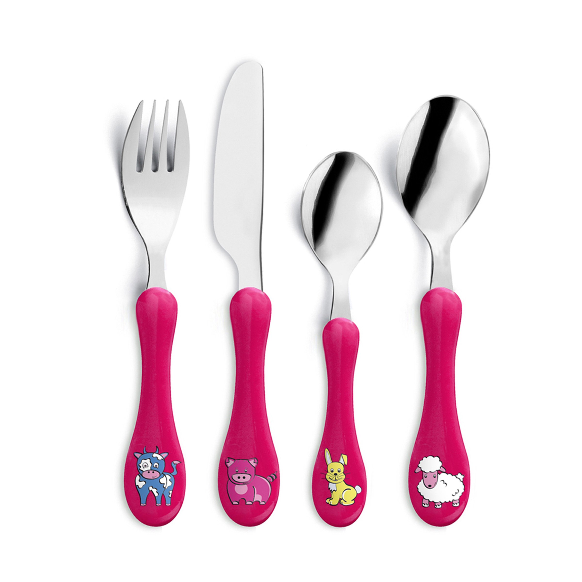 Amefa Enfant - Set of 4 pieces of children’s cutlery. 5 x 5 x 18 cm fuchsia