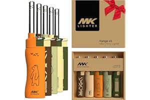 MK Lighter 5pcs. Outdoor Series Candle Lighters, Windproof Torch Flame, BBQ Grills, Camping Lighters, Outdoor Activities, Refillable Butane, Multipurpose Lighters (Assorted-5pc)