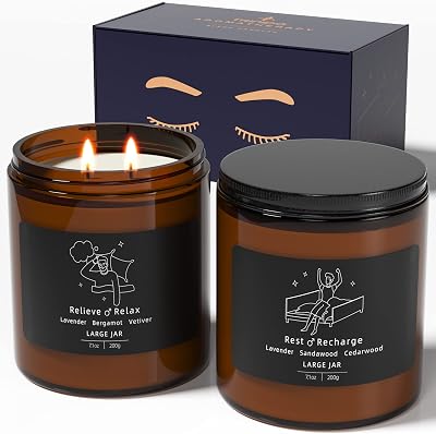 TRINIDA 2 Wicks Large Sleep Candle for Men 100 Hours 14.2 oz Gift Set