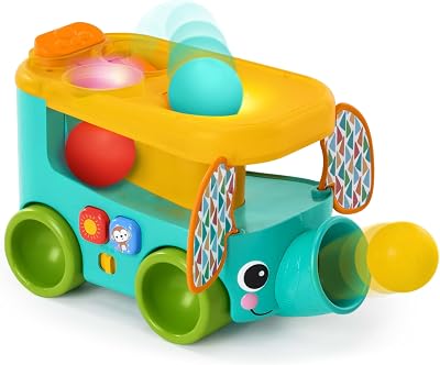 Bright Starts Pop & Roll Safari Bus Ball Play Toy Elephant Popper Baby Toy 6m+