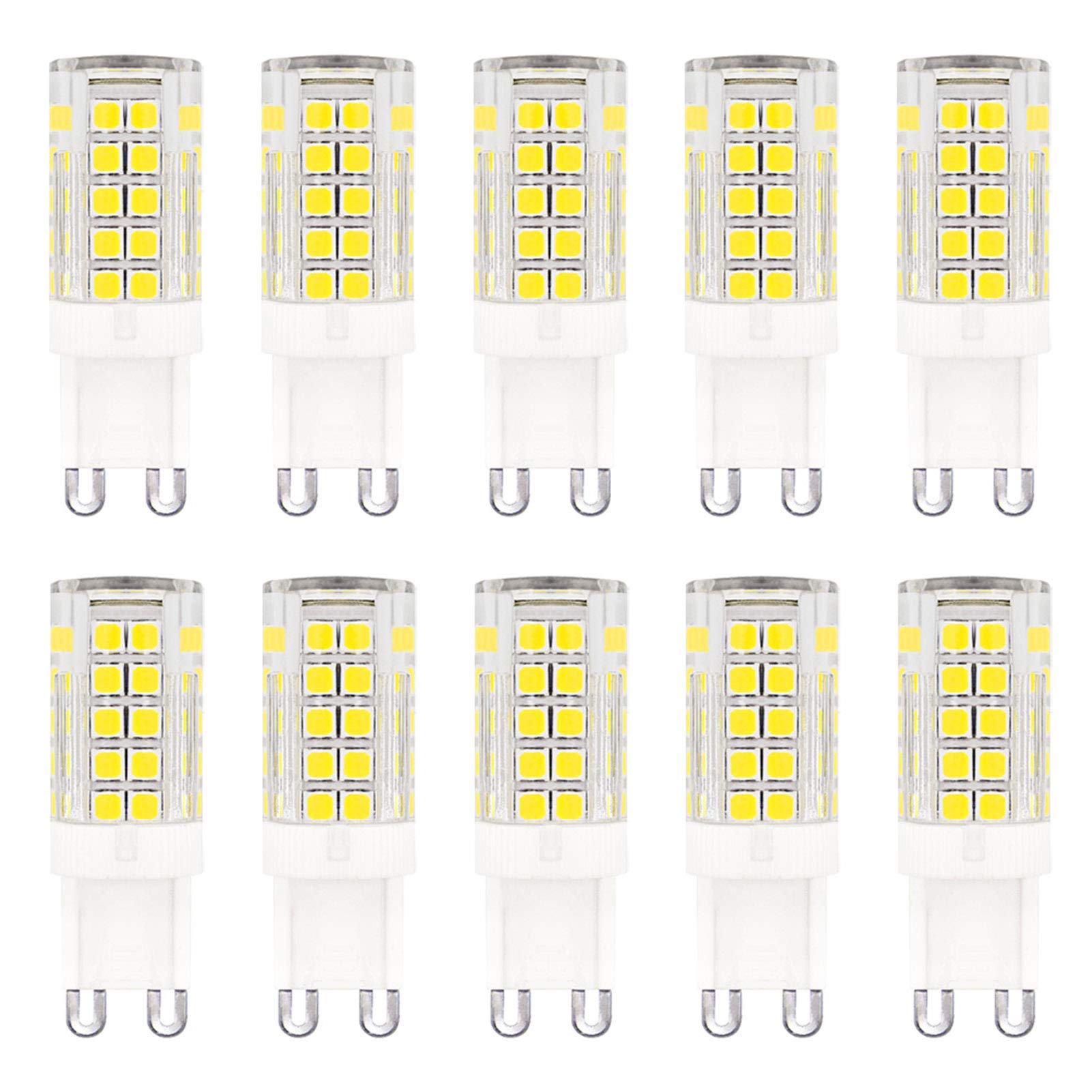 5W Led Light Bulb G9 Equivalent to 25W-40W G9 Halogen Bulbs G9 Led Bulbs Cool White 6000K Dimmable AC 230V Energy Saving Light Bulbs for Home Ceiling Lights, 10-Pack