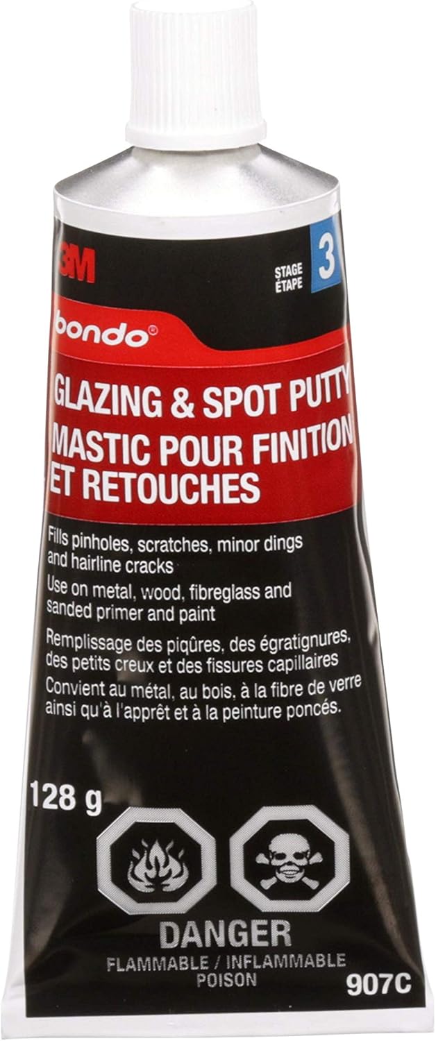 Bondo Glazing and Spot Putty, Fills Pinholes, Scratches, Minor Dings & Hairline Cracks, 16 oz, 1 Tube: Automotive