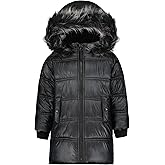 Jessica Simpson Girls' Mid-Length Heavyweight Puffer Jacket with Faux Fur Hood Winter Coat
