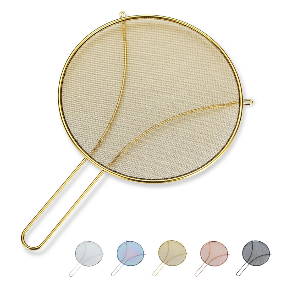 Evanda 25 CM Gold Splatter Screen for Cooking, Stainless Steel Fine Mesh for Frying Pan, Grease Guard for Pan to Stop Hot Oil Splatter, Protect The Skin from Burns, Safe Cooking Lid