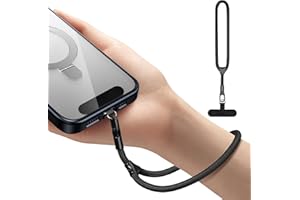 Dadanism Phone Wrist Strap, Universal Adjustable Hand Wrist Strap Lanyard for iPhone 16 and Most Smartphones, Multifunctional Patch Lanyard with Phone Tether Tab for Women and Men, Black