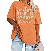 Plus Size Teacher Shirt Women Teaching Tshirt ABC Alphabet Graphic Tee Tops Teachers Gift T-Shirt