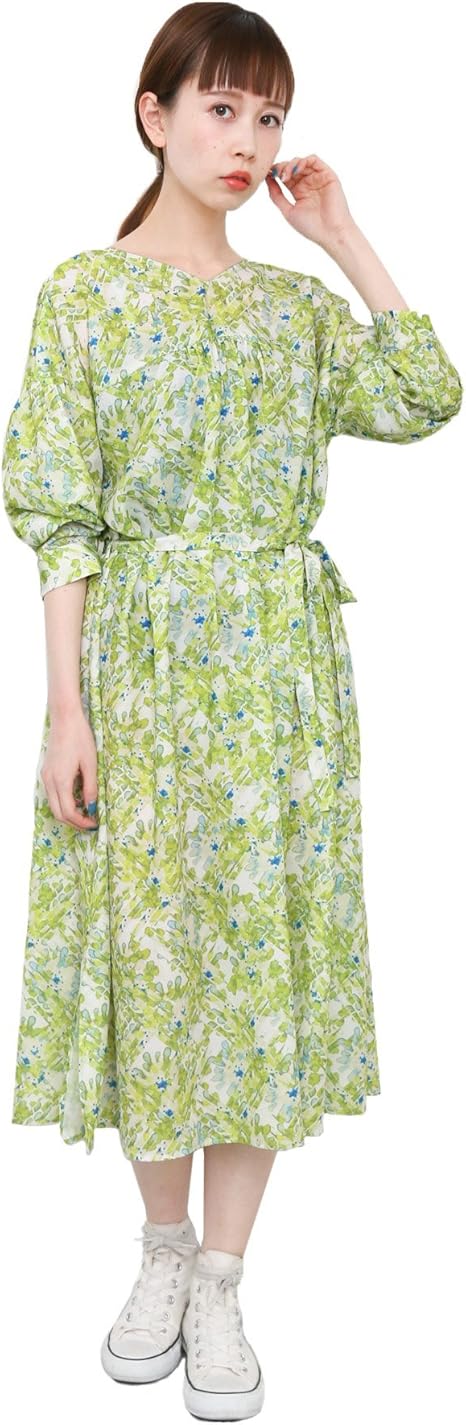 Amazon Co Jp ケービーエフ Kbf モザイクフラワープリント2wayワンピース Kb84 26j0 One Yellow 服 ファッション小物