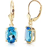 6.25 Carat 14k Solid Gold Dangling Blue Topaz Earrings