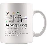 Panvola Debugging Definition Mug Funny Gift Computer Programmer Programming Coding Code IT Tech Support Coffee Ceramic Cup 11 oz (White)