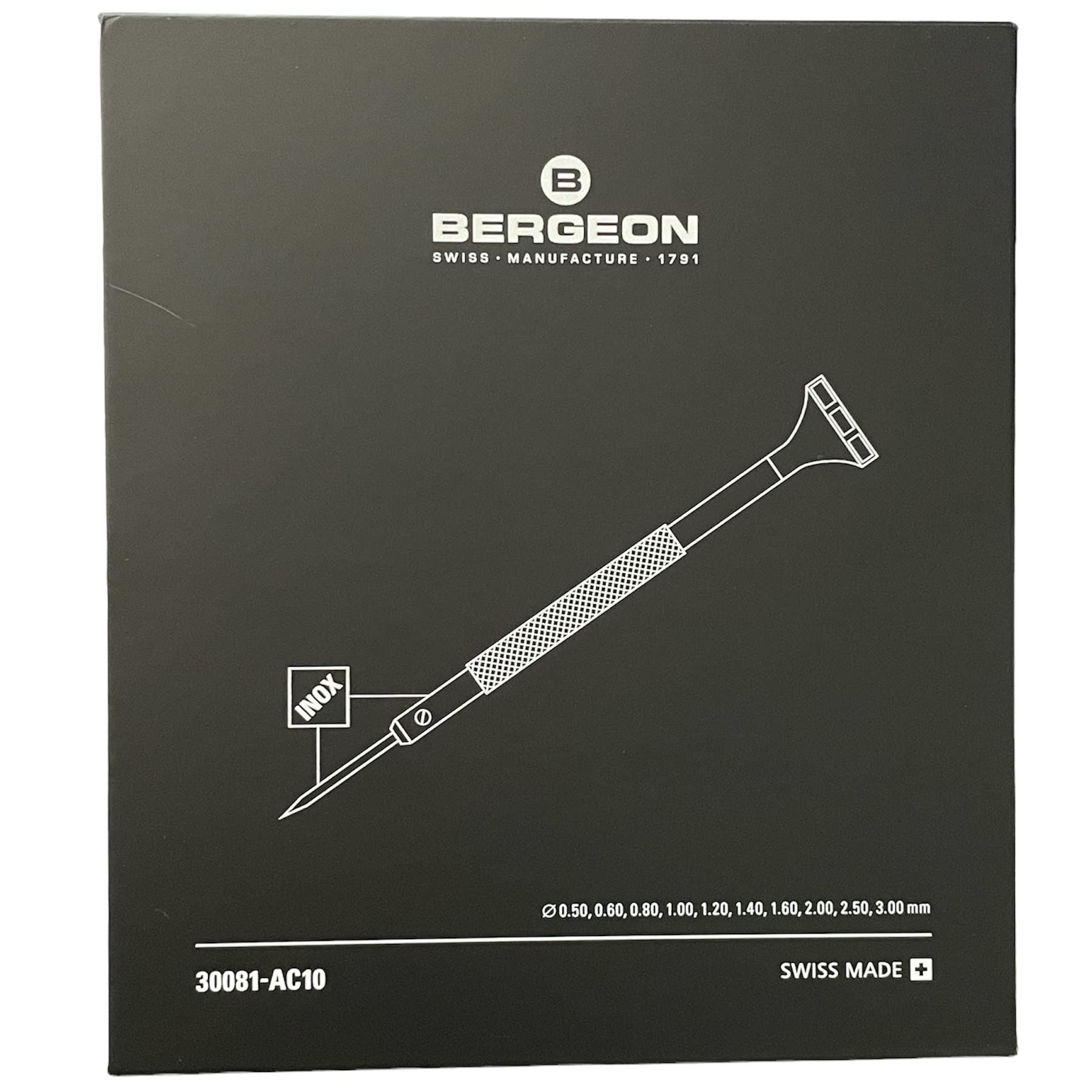 BERGEON 30081-AC10 Set of 10 INOX Watchmaker Screwdrivers in Wooden Box Tool