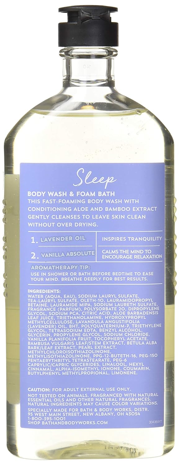 Bath and Body Works Aromatherapy Sleep Lavender Vanilla Body Wash Foam Bath 10 Ounces per bottle - 2 Pack : Beauty