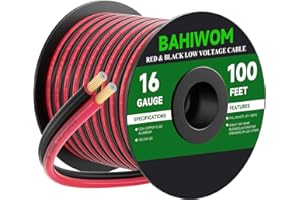 BAHIWOM 16 Gauge Wire 100FT 12V/24V DC Low Voltage Electrical Wire Red & Black 2 Conductors Cable Flexible PVC Jacket Copper 