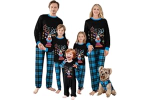 Wobame Christmas Pajamas for Family, Xmas Pajamas Family Christmas Pjs Matching Sets Holiday Nightwear Jammies