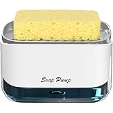 Kitchen Dish Soap Dispenser with Sponge Holder, 2-in-1 Countertop Soap Pump Dispenser, for Kitchen Sink Dishwashing Soap Disp