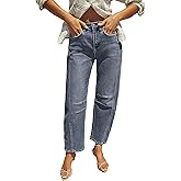 IWD Baggy Barrel Jeans for Women Trendy Vintage High Waisted Wide Leg Boyfriend Y2K Denim Ankle Pants with Pockets