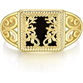 Black Onyx Ring 925 Sterling Silver Black Onyx Rings for Women Gold Plated Filigree Rings for Women Men