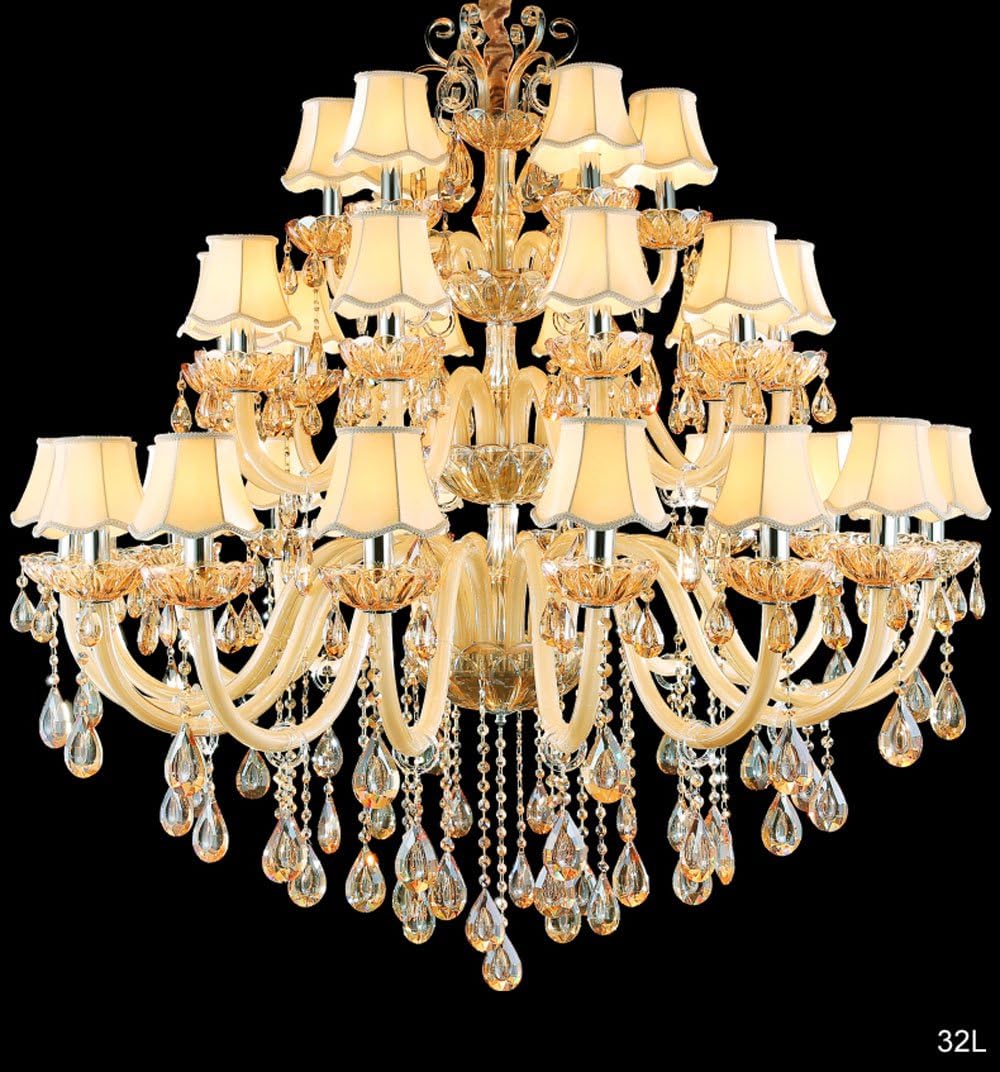 Wenrun Lighting E14 LED staircase hotel lobby villa 6-arm Ø54cm champagne K9 crystal candle crystal lamp chandelier ceiling lamps hanging lamp chandelier light lamp light (18L(D100cm x H90cm))