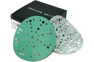 Serious Grit - 6-Inch 49-Hole 220 Grit Sanding Discs - Heavy-Duty Hook & Loop Film Discs - Sandpaper for Random Orbital Sanders - 50 Pack Box