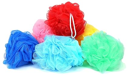 COM-FOUR® Duschknäule Badeknäul Badeschwamm (6er Set Bunt)