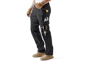 IGOLUMON Men's Stretch Tactical Pants, Breathable Ripstop Cargo Pants with 15 Pockets, Lightweight EDC Work Hiking Pants