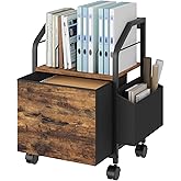 MAHANCRIS Small File Cabinet, Rolling Filing Cabinet for Under Desk with Divider, Single Non-Woven Fabric Drawer File Organizer for A4/Letter Size Documents, Under Desk Storage, Rustic Brown FCHR3001