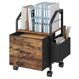 MAHANCRIS Small File Cabinet, Rolling Filing Cabinet for Under Desk with Divider, Single Non-Woven Fabric Drawer File Organizer for A4/Letter Size Documents, Under Desk Storage, Rustic Brown FCHR3001
