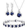 GZWHD Jewelry Set for Women Water Drop Cubic Zirconia Artificial Crystal Earrings Pendant Necklace Open Ring Tennis Bracelet Wedding Anniversary Birthday Engagement Gift for Bridesmaid Wife Girlfriend Friend