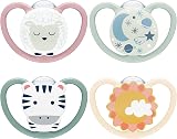 NUK Space Day & Night Baby Dummy 18-36 Months Glow Ventilation Zebra Sheep 4